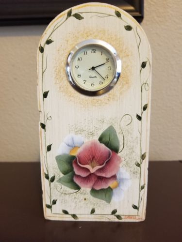 Hand Painted Table Clock Tole Painting