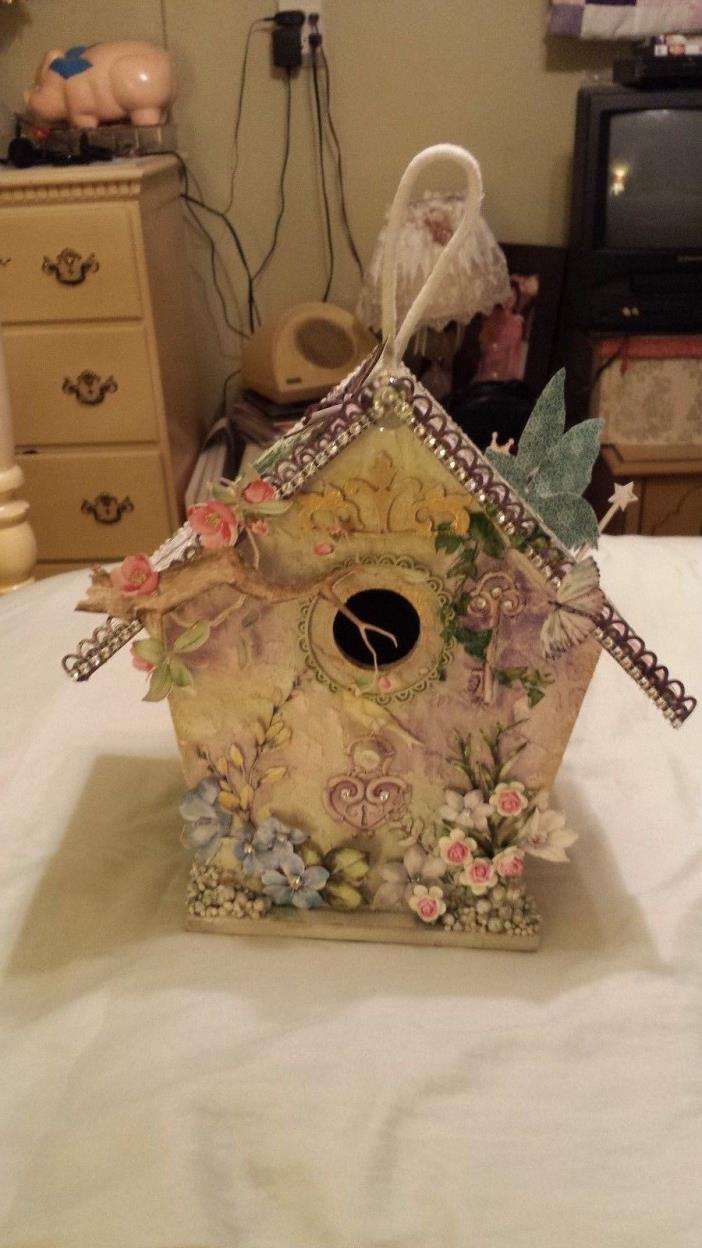 wooden birdhouse/Secret Door Birdhouse/hand painted/decorated