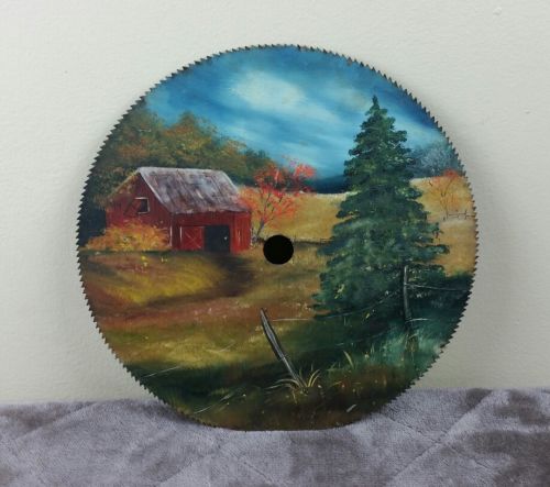 Hand Painted Saw Blade Country Farm Barn Woods Outdoor Hunting 10