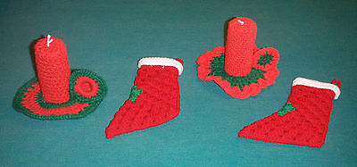 crochet  christmas decor candles stockings holiday home