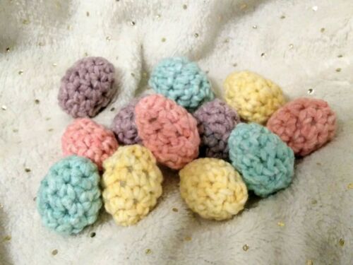 One Dozen Mini Pastel Easter Eggs - Handmade Crochet x 12