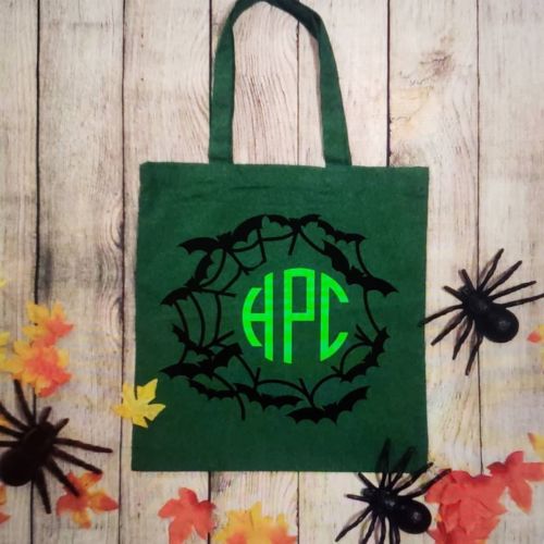 Halloween canvas Trick or Treat tote bag with monogram