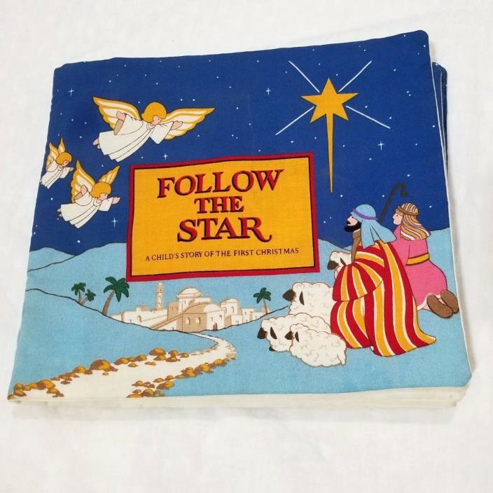 Vintage Follow The Star Nativity Soft Fabric Panel Sewn Story Book