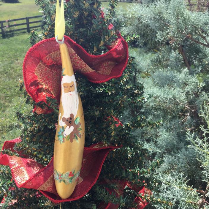 Teddy Bear Santa Christmas GourdAment Signed For Xmas Tree Tree  6-7