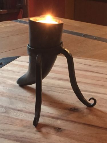 Handforged Skyrim Inspired Horn Tea Light Candle Holder
