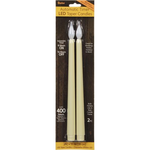 Battery Operated LED Taper Candles W/Timer 11
