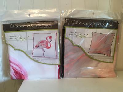 NIP Pair of Decorative Pillow Covers ~ Soft Colors ~ From HobbyLobby ~ 18 x 18