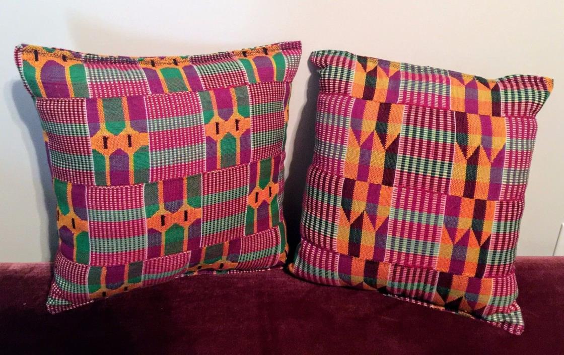 African Hand Woven Pillows - Authentic Kente Fabric - Home Decor - (1 Pillow)