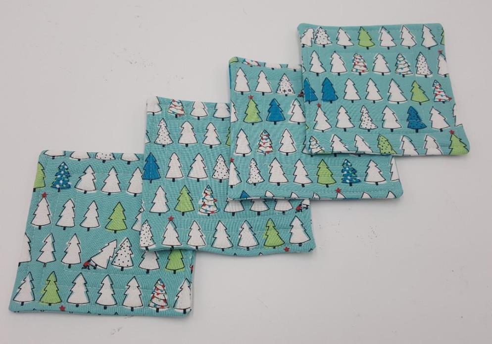 Tree Happy Quilted Christmas Coasters - Set of 4 and Free Shipping!