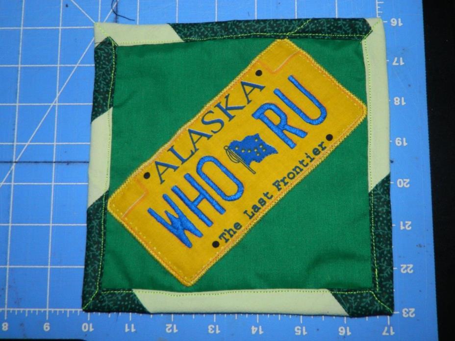 Hand Made Mug Rugs State License Plate Theme Holiday Birthday Gift Coaster Quilt