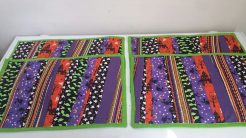 Handcrafted Machine Quilted Halloween Placemats set of four