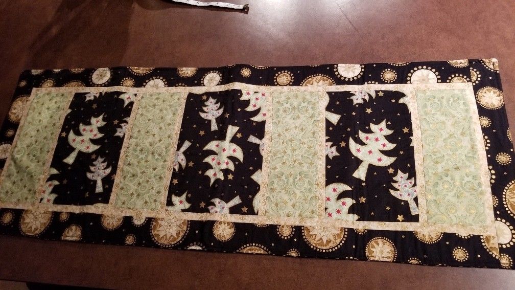 Handmade Quilted Holiday Christmas Table Runner Centerpiece - Reversible