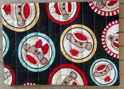 Handmade Fun Sock Monkeys Quilted Mug / Candle Rug 6