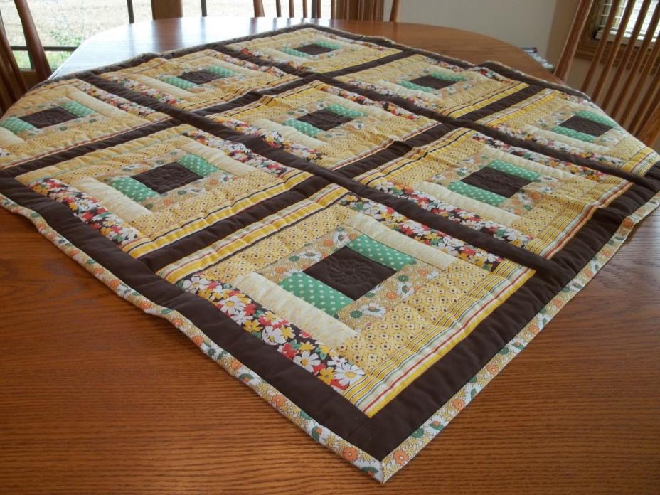 30's Prints Tablecloth/Table Topper, Handcrafted & Hand Quilted, 41 1/2