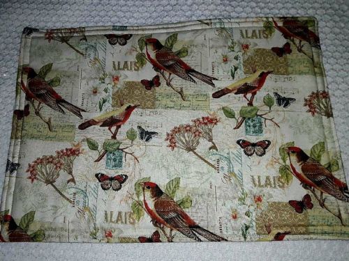 Bird Themed Placemats Handmade Set of 4 Reversible and Padded Machine Washable