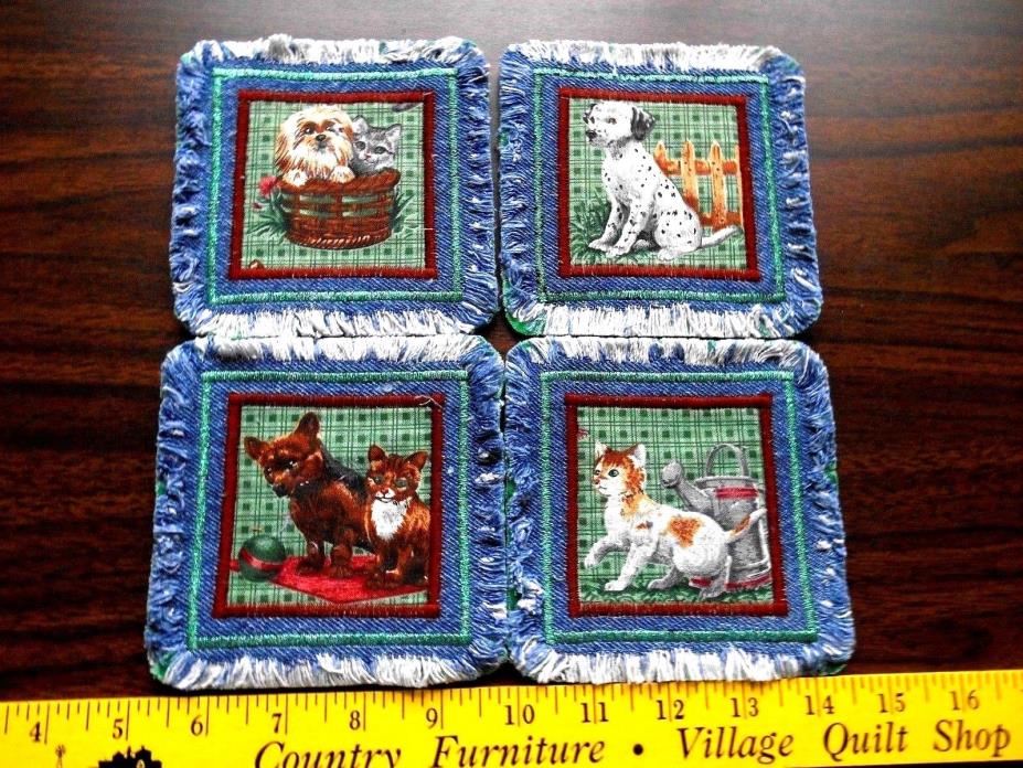 Dogs & Cats, Coaster Set of 4, Quality, Absorbent, Machine Wash, Easy Mail Gift