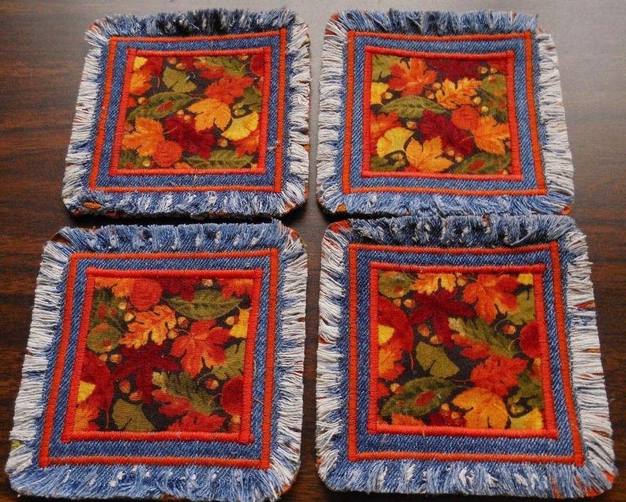Fall Leaf, Coaster Set of 4,  Durable, Absorbent, Machine wash, easy mail Gift