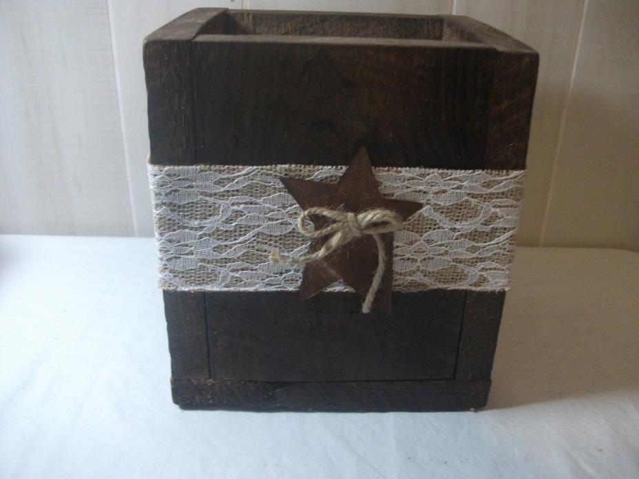 Country Primitive Rustic Handmade Wooden Box Unlimited Uses