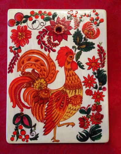 Decorative Cutting Board Wood Rooster Kitchen Bar Garden Wall Hand painted Gift