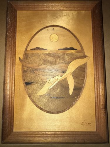 Vintage Hudson River Inlay Nelson Marquetry Wooden Hand Made HUMPBACK WHALE