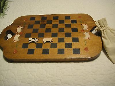 HANDMADE WOODEN PIGGIE CHECKER BOARD