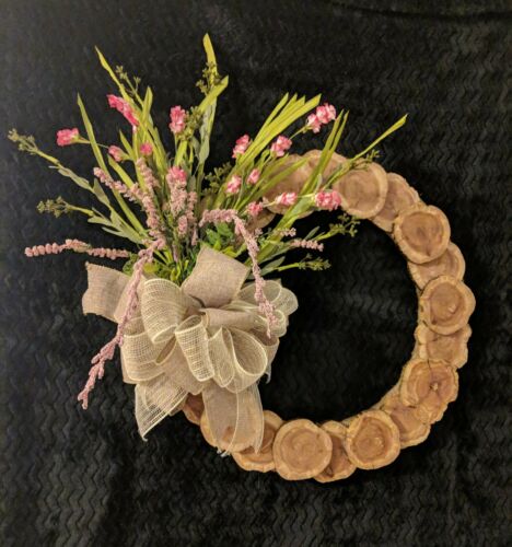 Rustic Spring Wood Slice Cedar Wreath Handmade