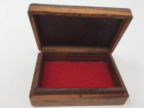 Burl Walnut Golden Teak Wood Box Rings Coins Pills Keepsake Trinket Handcrafted