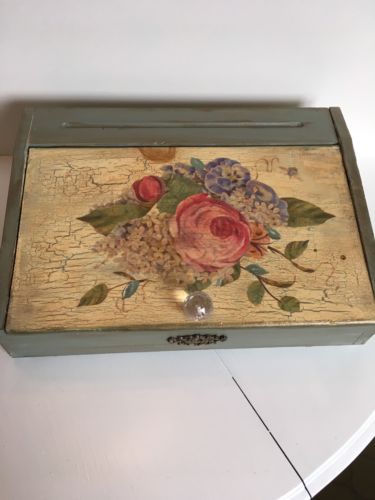 Laptop Secretay Desk, Tea Storage Box , Antiqued , Hand Crafted