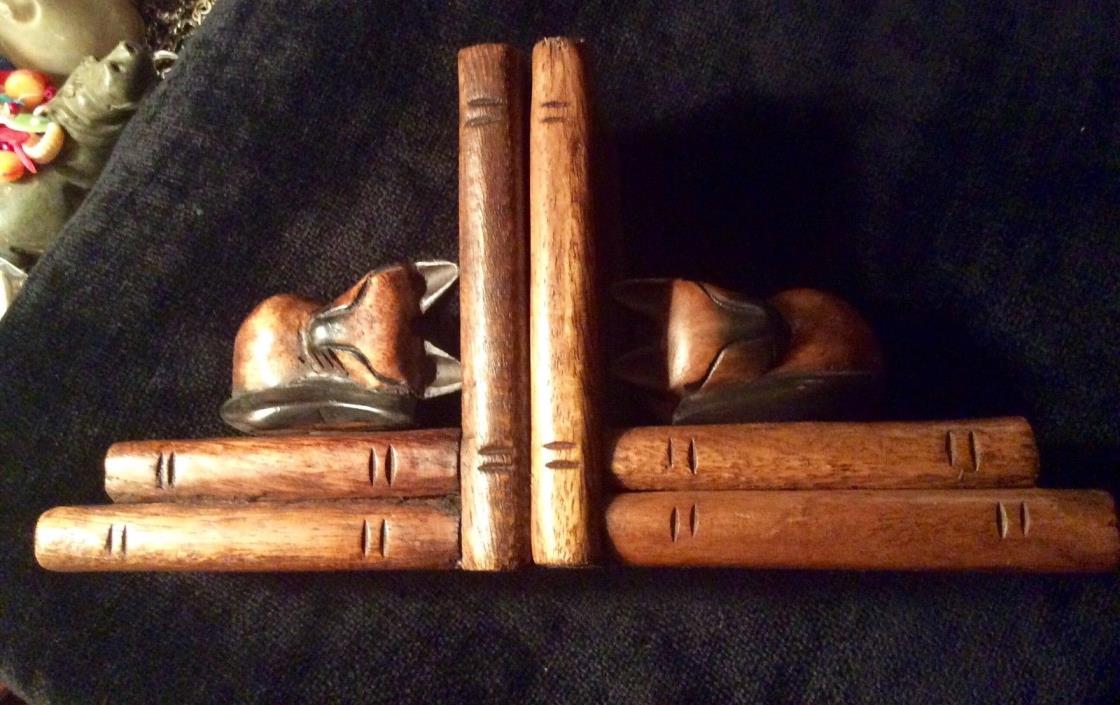 Mandalay Box Co.  Handmade Wood Bookends Siamese Cat Figures Pair