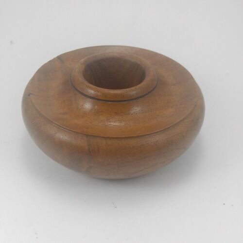 Texas Mesquite turned wood candle holder artist signed