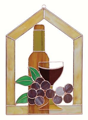 Fleur De Lis Living Wine Bottle Glass Grapes Scene Steeple Window Panel