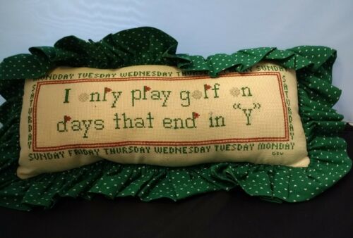Golf Cross Stitch pillow Needlepoint 