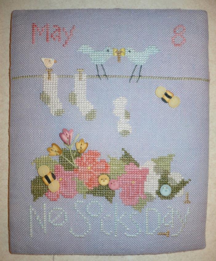 MAY 8 * NO SOCKS DAY Finished Completed Handmade Hand Made Counted Cross Stitch
