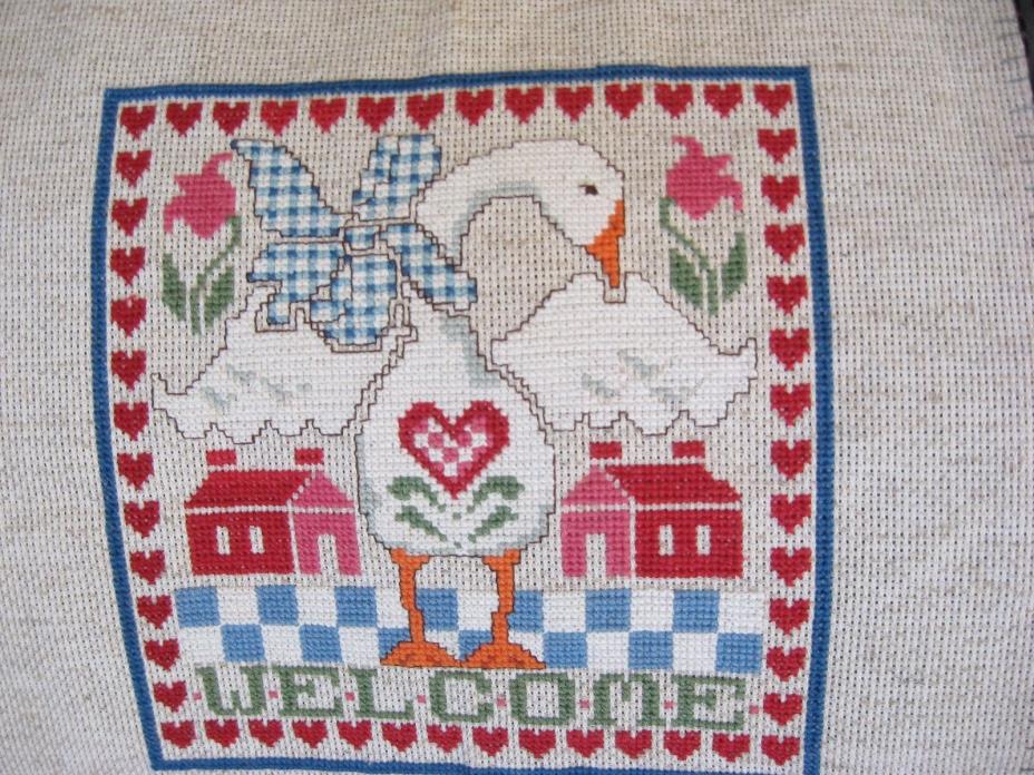 Cross Stitch Welcome Goose, Unframed,  7 1/4