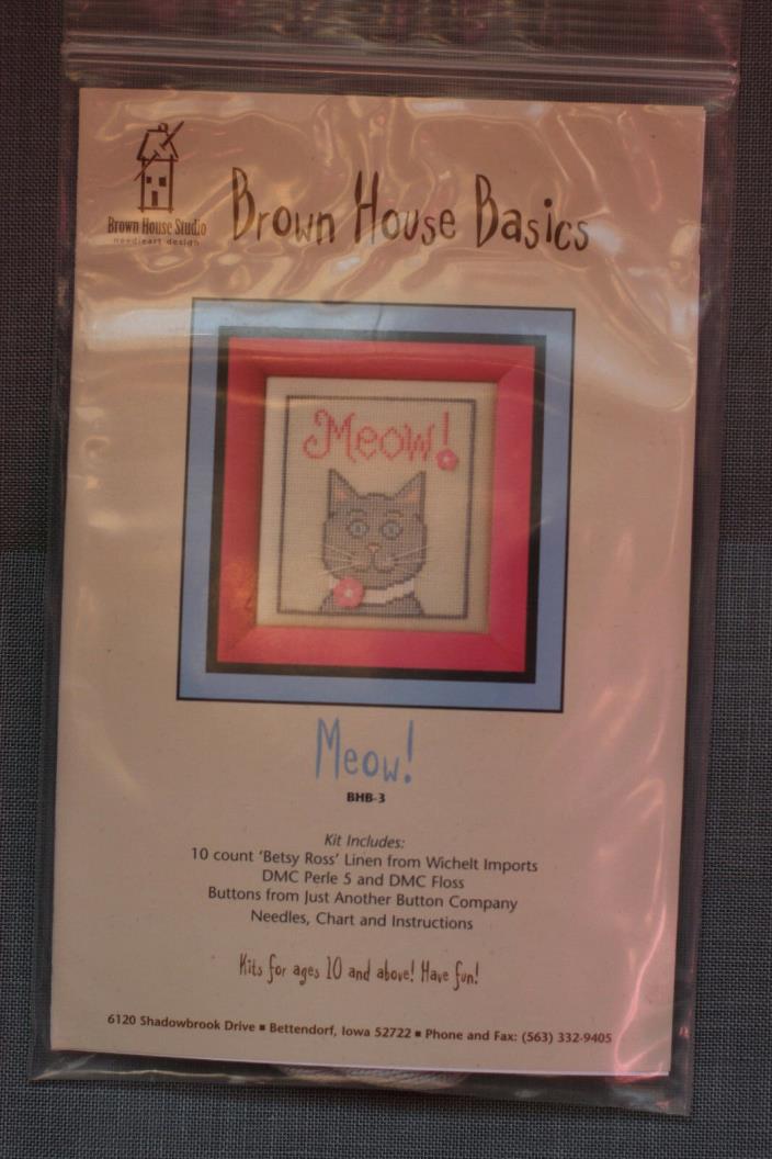 Brown house studio needleart design Cross Stitch Kit - Meow! - New