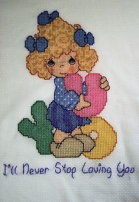 Precious moments Finished cross stitch piece-I'll Never stop loving you