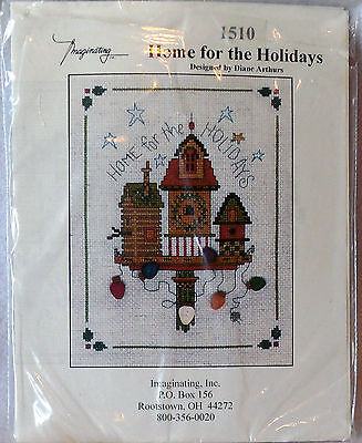 IMAGINATING INC counted cross stitch kit HOME FOR THE HOLIDAYS Sealed in package