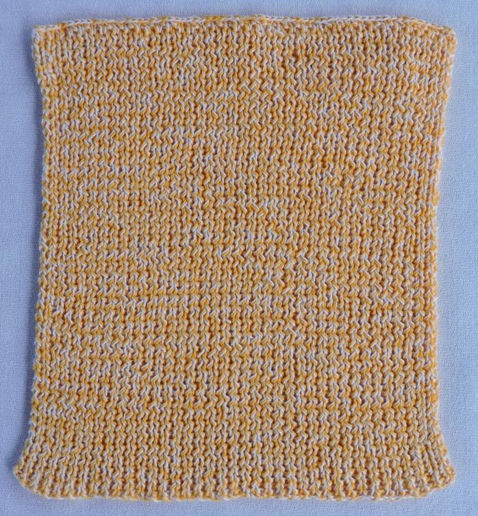 2 Hand Knit Dishcloth - Yellow - 8 x 8