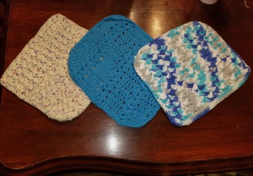 Crocheted Dish Rags or Wash Clothes 3 PCS