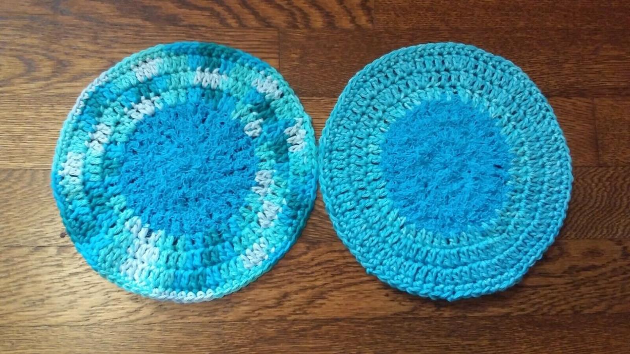 Two Handmade Cotton Crochet 8 inch Dishcloths NEW