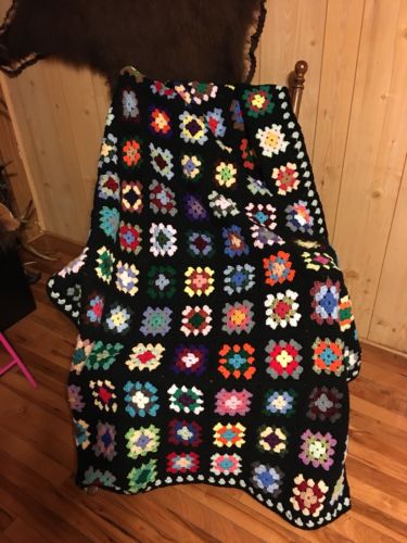 Hand Crafted  Crochet Granny Square Afghan