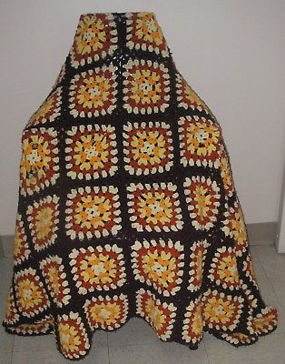 Vintage Granny Square Afghan Handcrafted Throw/Lap Blanket Crochet Yarn 56