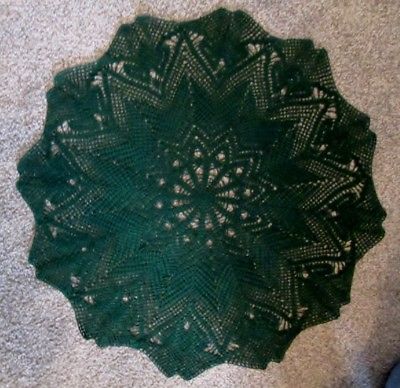 #563 - Hand Made Forest Green Doily - 23