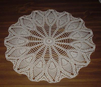 Handmade Crocheted Pineapple on A Stick Doily Natural Color