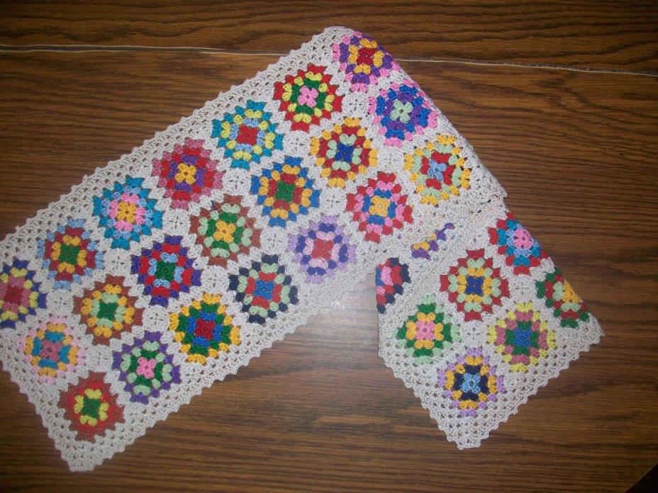 New Handmade Crochet Table Runner/Doily/Vintage Look Granny Square