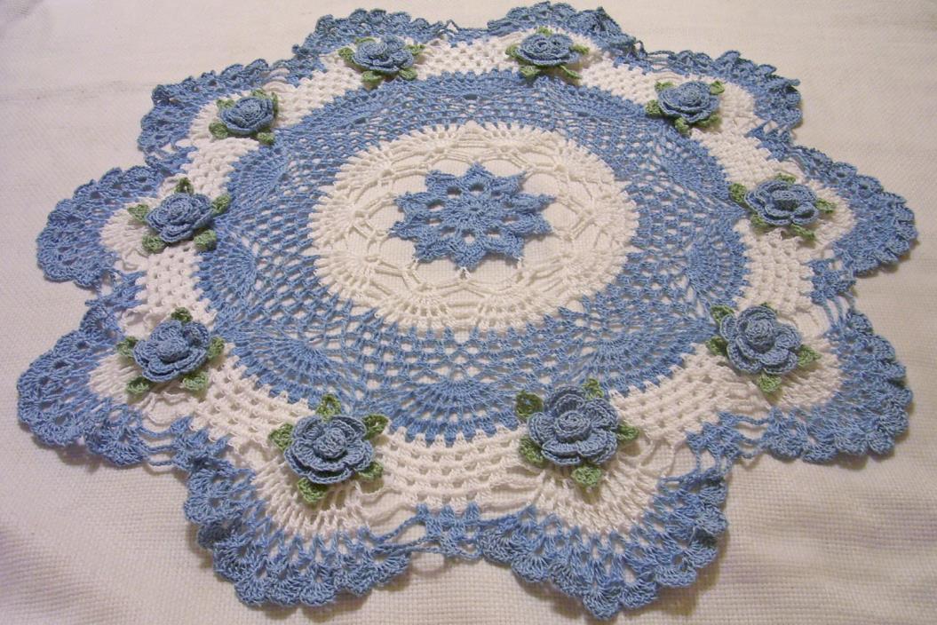 delf blue roses crocheted doily by Aeshagirl