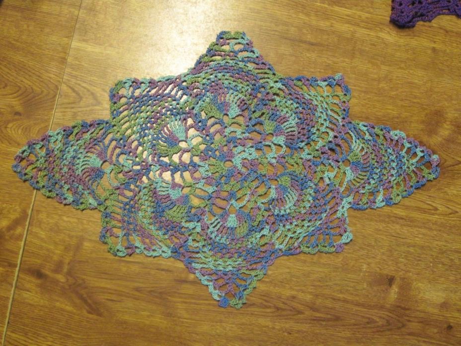 Blue, Green, Purple Variegated Pineapple Doily