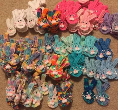 Lot Of Crocheted Easter Bunnies Handmade Vintage Spring Gift Baby Shower Favor