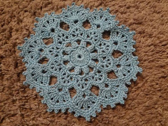 Blue Cosmos Small Doily.  Handcrocheted doily.  Home decor.  #spring