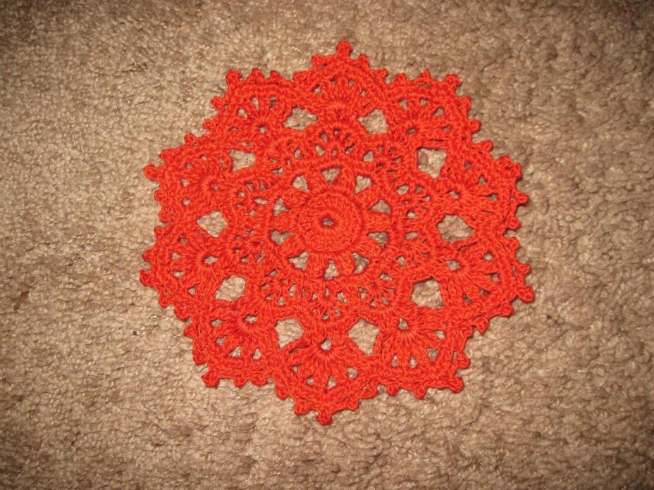 Red Cosmos Small Doily.  Handcrocheted doily.  Home decor.  Christmas decor